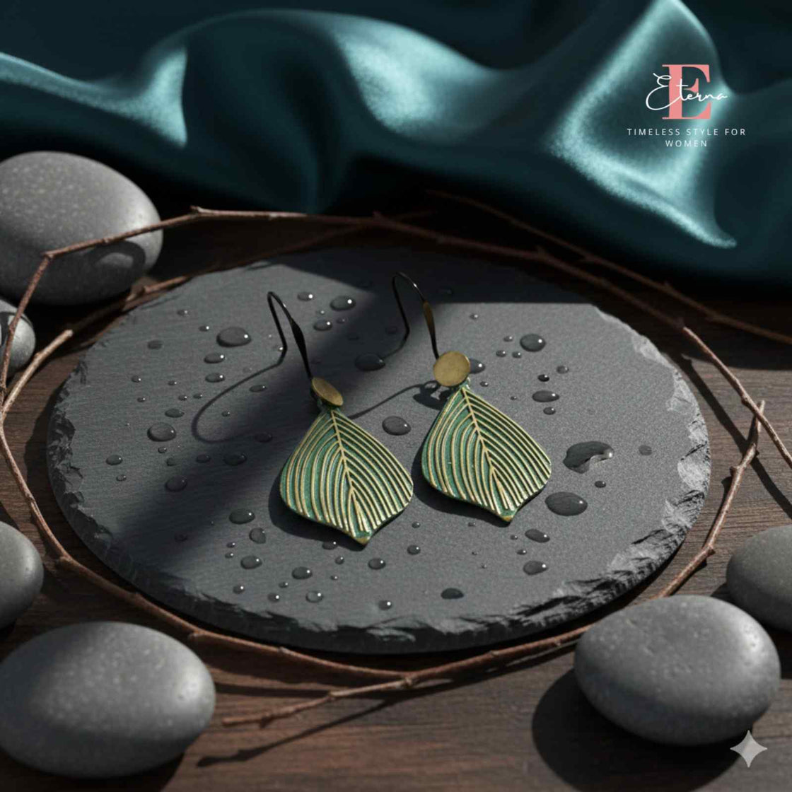 Emerald Breeze Leaf Earrings