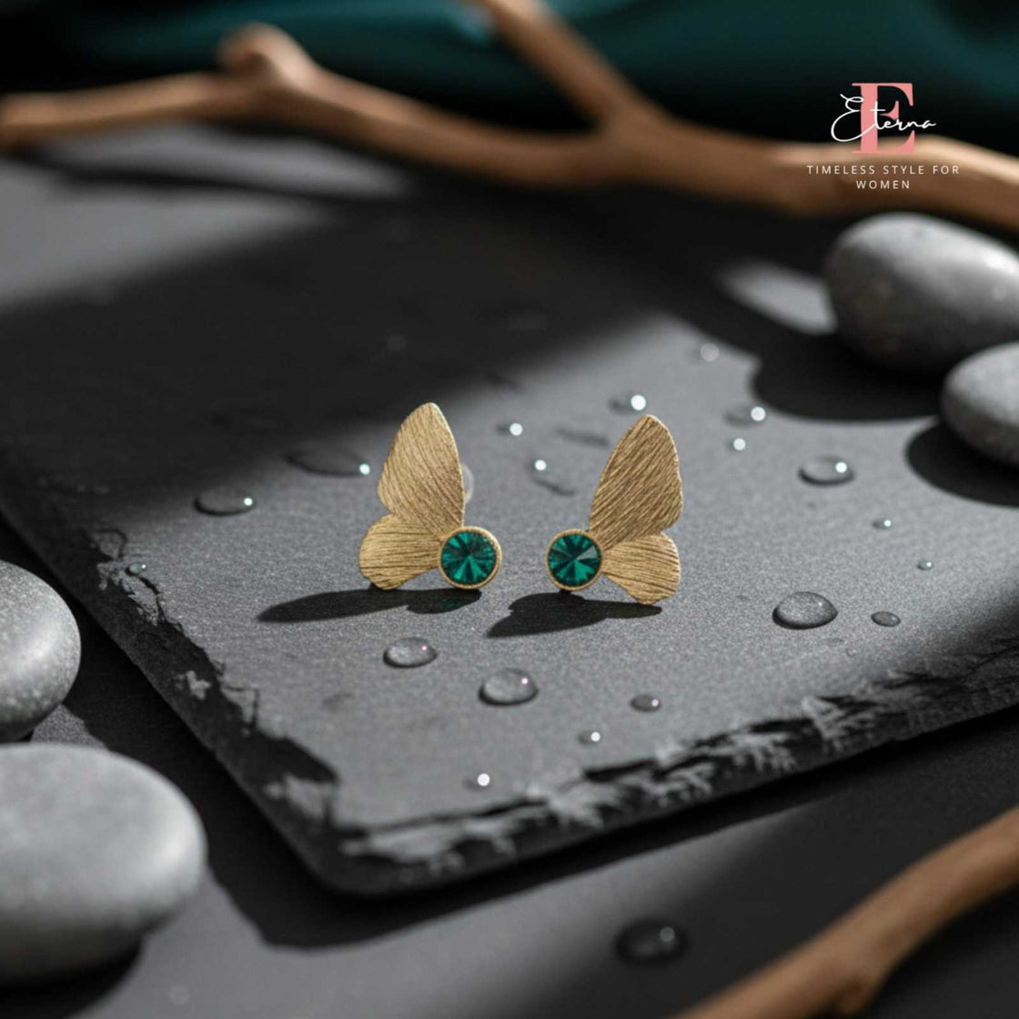 Eterna Butterfly Glow Brass Studs