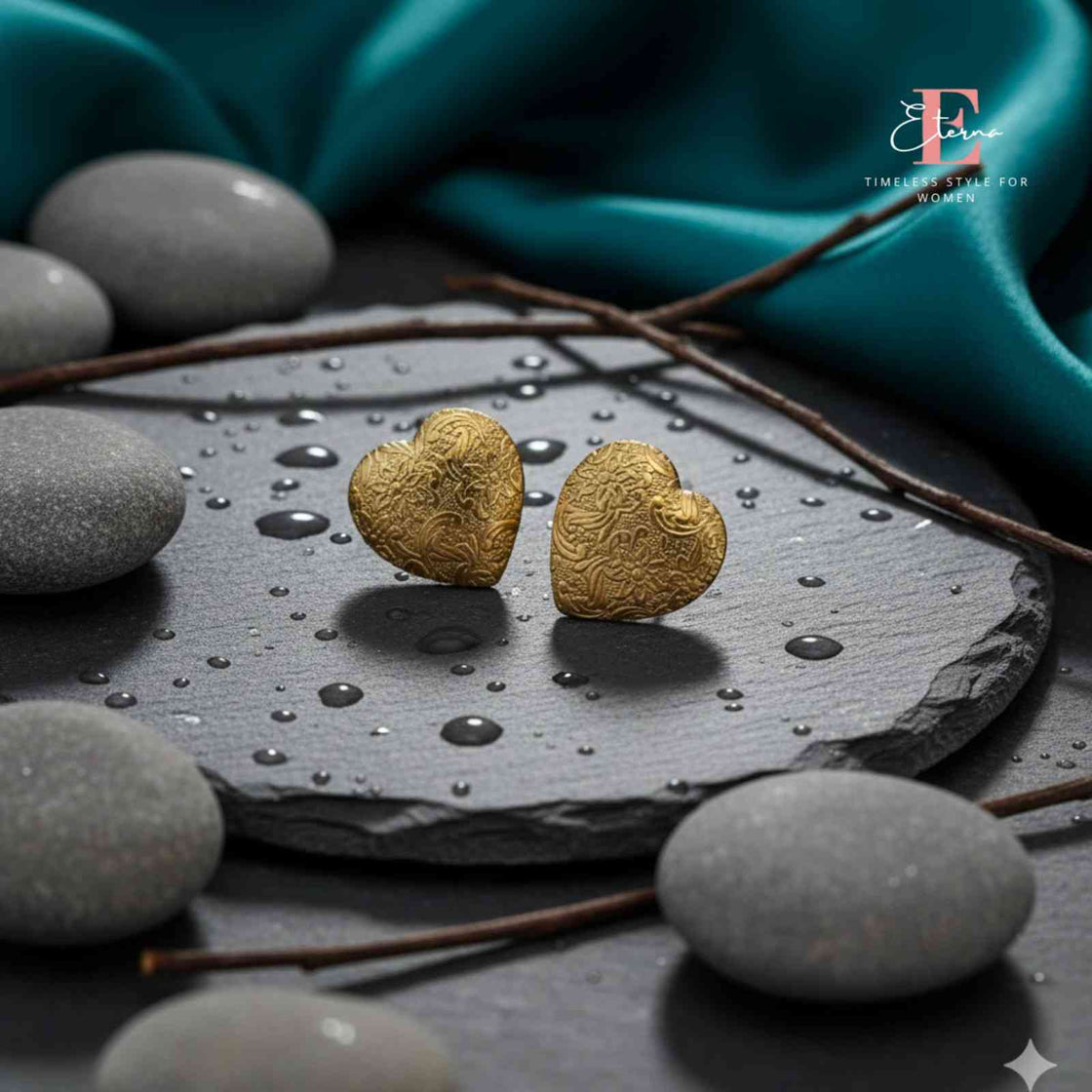 Eterna Golden Heart Bloom Studs
