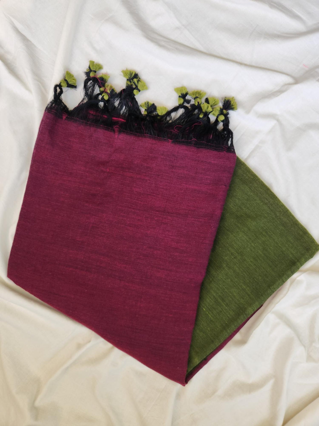 Eterna Mulberry Olive Dual-Tone Khadi Cotton Saree