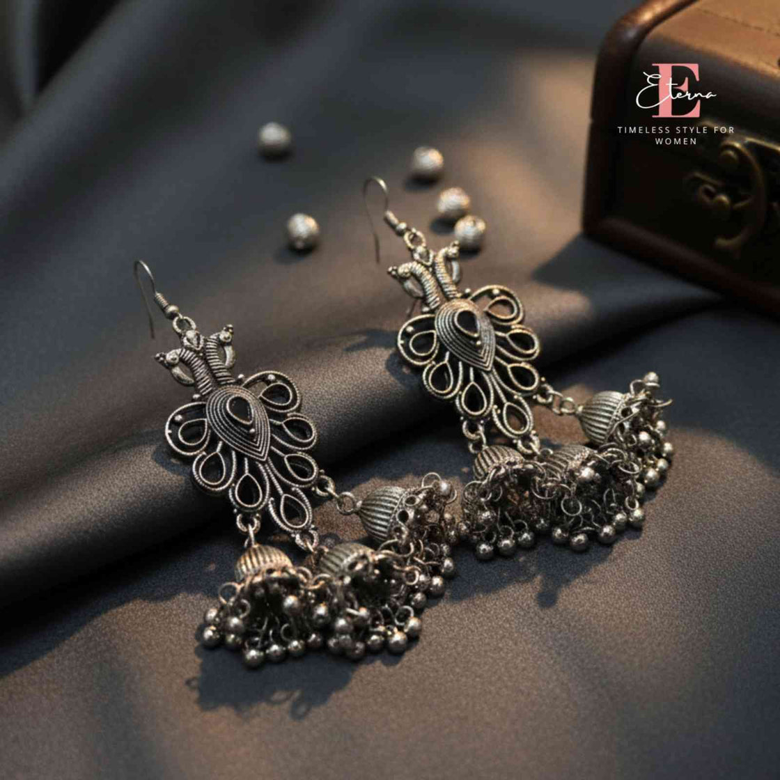 Eterna Regal Peacock Dangle Earrings