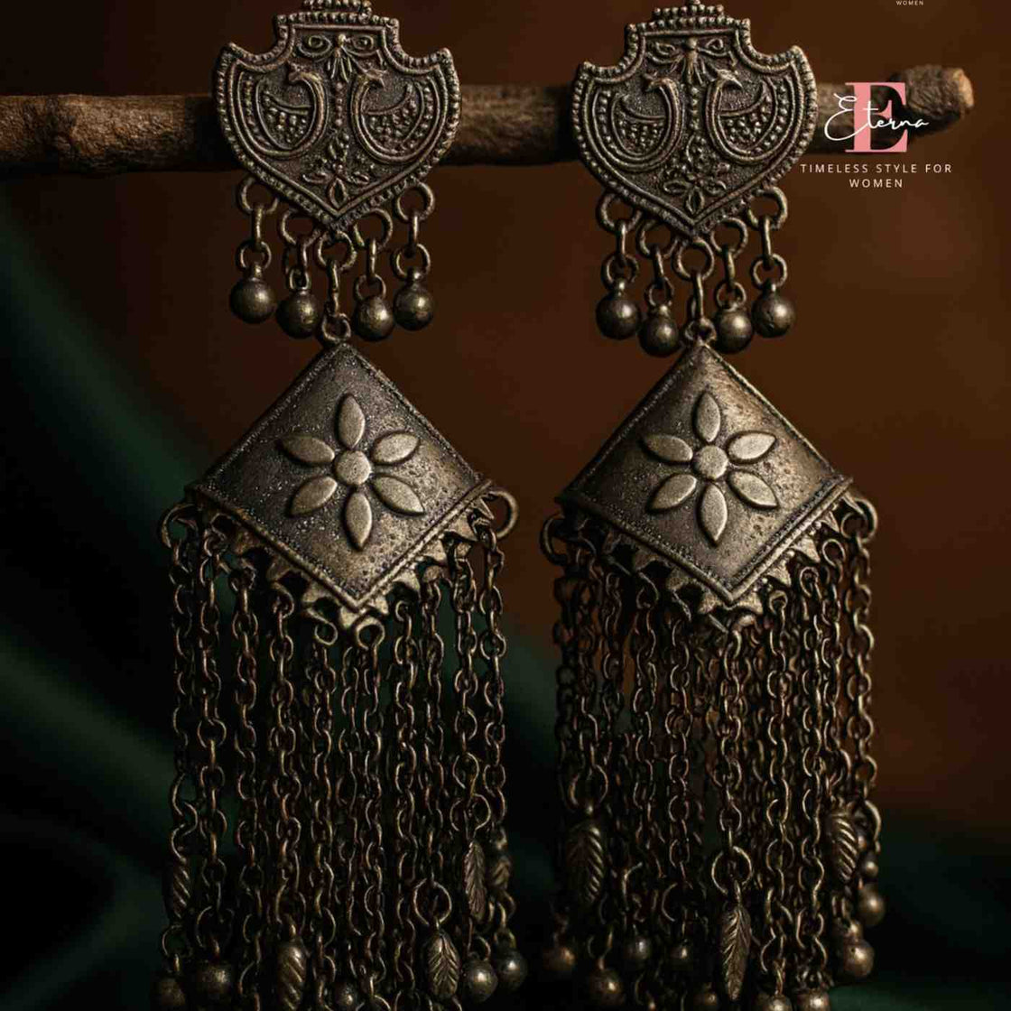 Eterna Warrior Bloom Oxidised Earrings