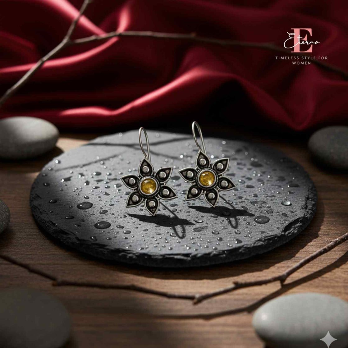 Golden Petal Bloom Danglers