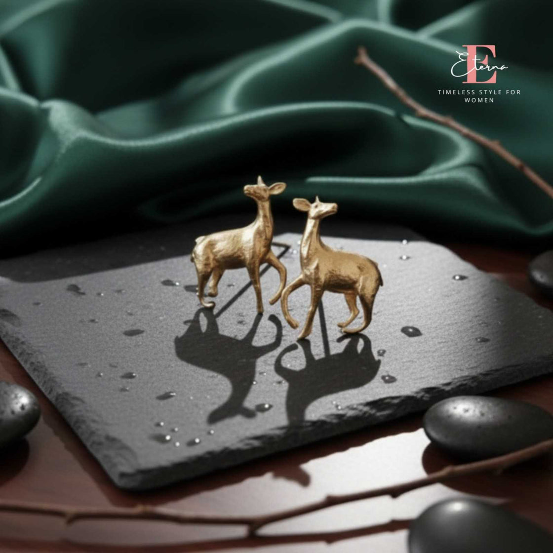 Graceful Deer Gold Studs