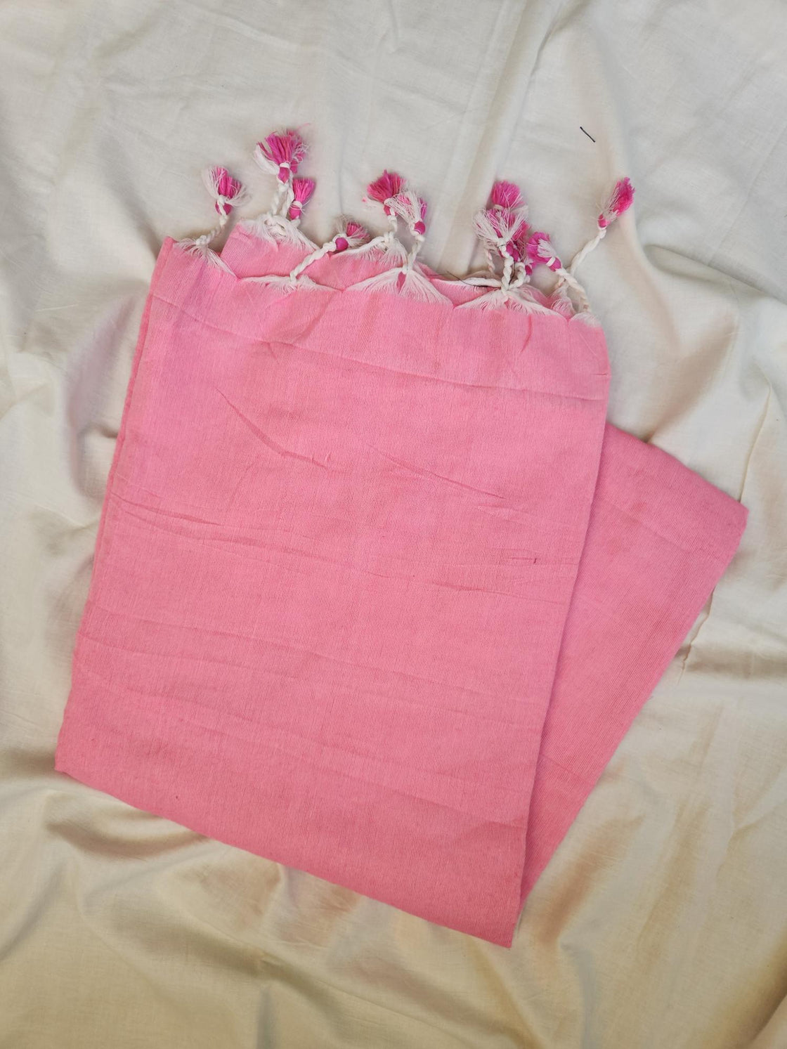 Eterna Blush Handloom Saree – Soft Pink Minimalist Cotton Drape